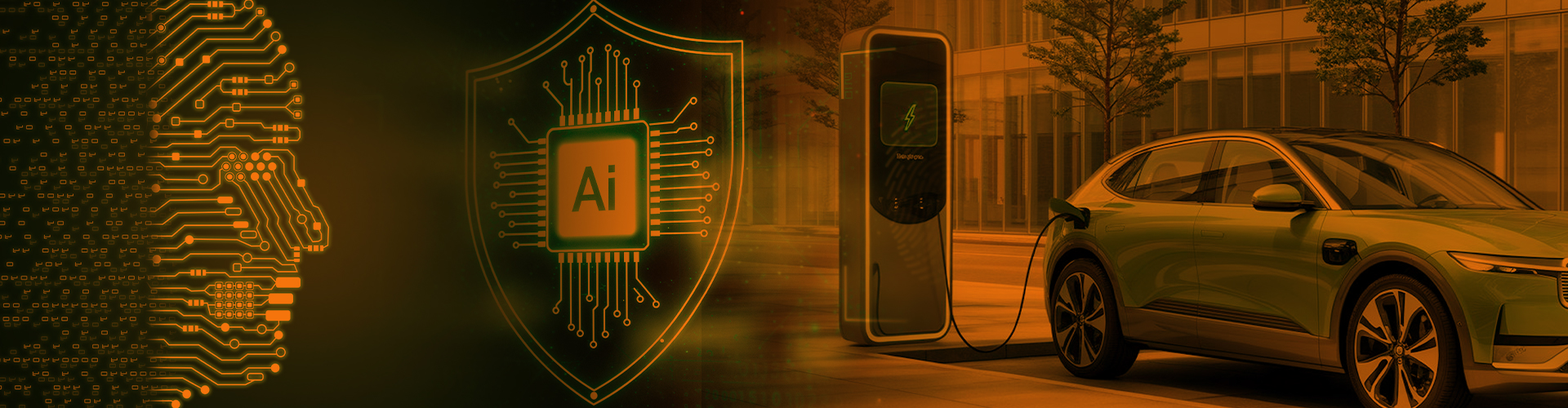 Illustration of GenAI in EV growth showcasing AI-driven electric vehicle technology and smart charging infrastructure in the modern EV automotive landscape.